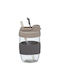 Excellent Houseware Grey Glass Tumbler with Straw 350ml