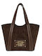 Vicky Large Women's Shopper Bag Dark Brown
