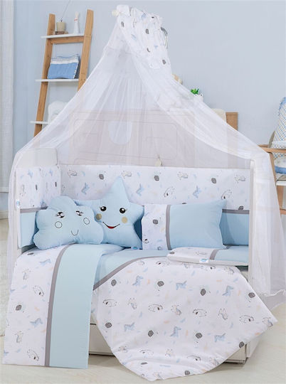 Dimcol Комплект за бебешко легло White-Sky Blue 9 Части Dimcol Комплект за бебешко легло White-Sky Blue 9 Части