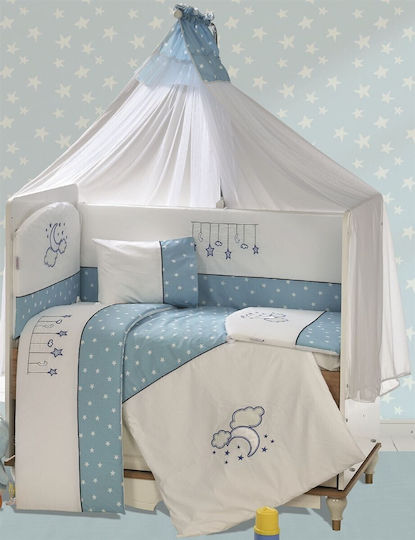 Dimcol Комплект за бебешка люлка White-sky Blue 9 бр.