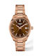 Women's Battery-Powered Watch with Pink Gold Metal Bracelet
