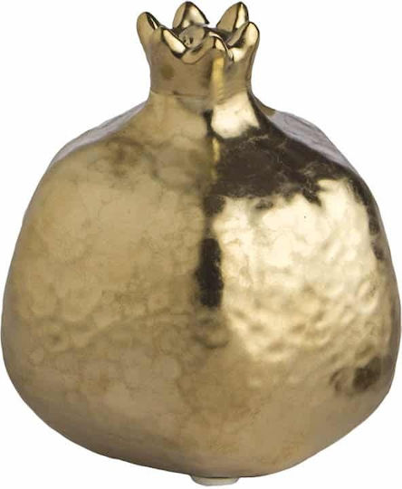JK Home Decoration Gold Ceramic Tabletop Pomegranate Lucky Charm 9x10cm 3 Pieces