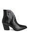 Leather Women's Cowboy Ankle Boots with Medium Heel Black