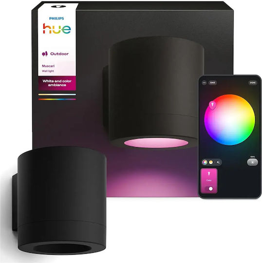 Philips Hue Waca Muscari Φωτιστικό Τοίχου Μαύρο