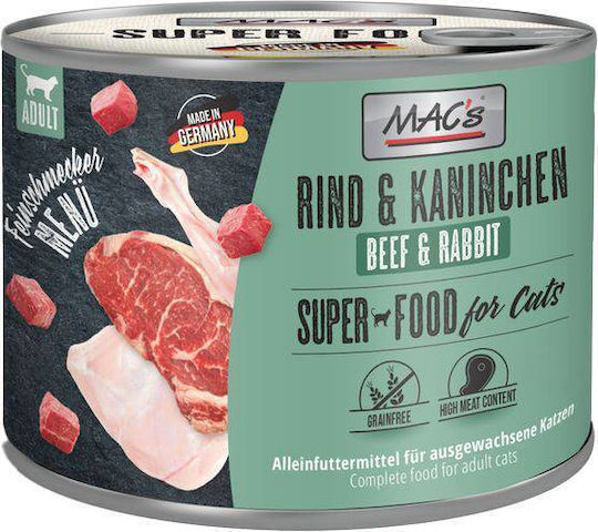 Nassfutter für Katzen in Dosen mit Rind und Kaninchen 200 g