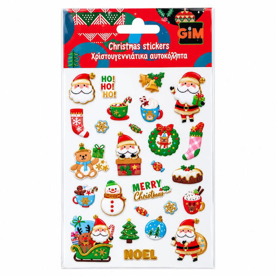 Χριστουγεννιάτικα Αυτοκόλλητα Gim Sticker Epoxy Xmas Άγιος Βασίλης Τάρανδοι & Χιονάνθρωποι