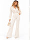 Women's White Fabric Trousers