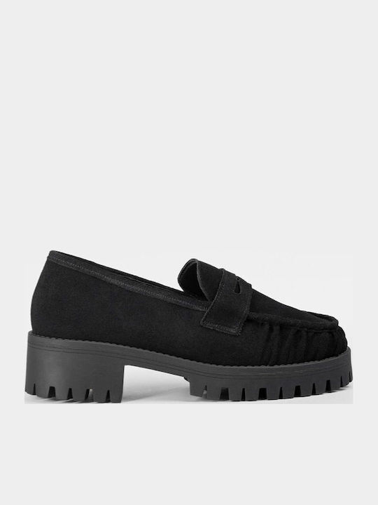 Damen-Loafers aus Leder in Schwarz