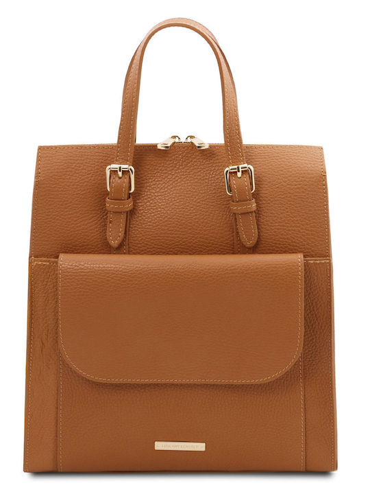 Cognac Leather Women's Backpack