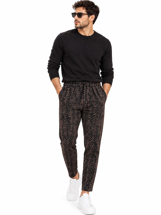 Twin Black Men's Brown-Black Trousers