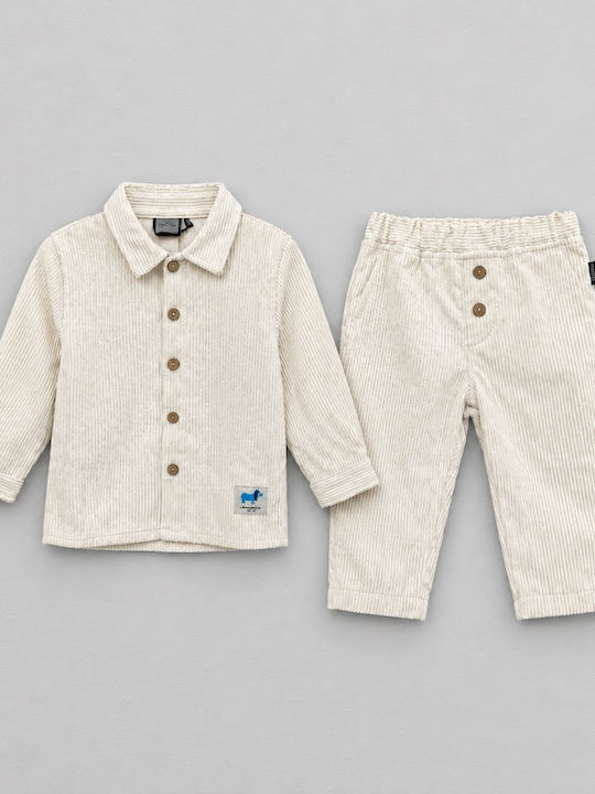Set pentru copii cu pantaloni 2 bucăți crem