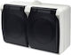 Duwi Double External Waterproof Power Socket with Lid Black