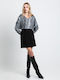 Minirock mit Blumenmuster Schwarz