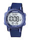 Digital Men's Battery Chronograph Watch with Blue Silicone Strap