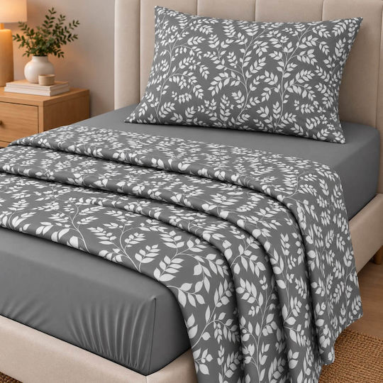 Astron Italy Irida Single Fitted Sheet Set 100x200+30cm Grey (3pcs)
