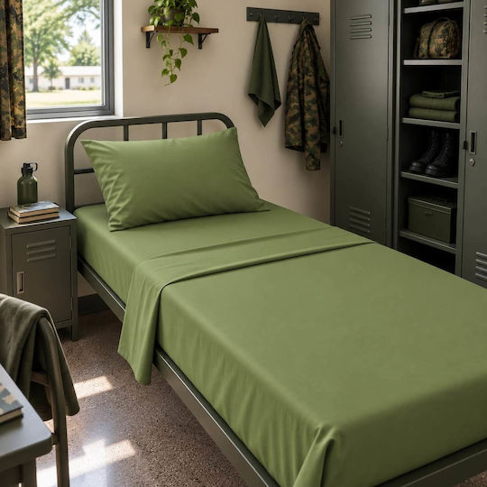 Astron Italy Single Bed Sheet Set with 1 Pillowcase 160x250cm Khaki (2 pcs)