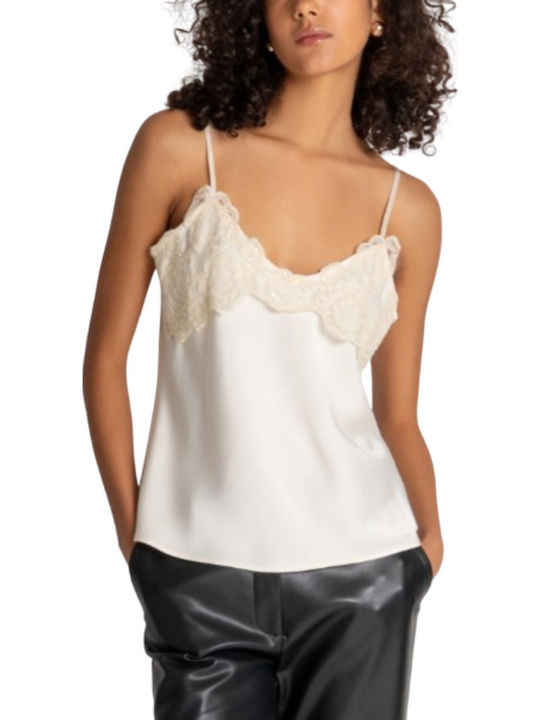 Ärmellose Damenbluse Cream
