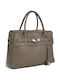 Women's Leather Tote Bag Taupe Scuro