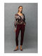 Women's Fabric Trousers Burgundy 27005-4-BURGUNDY