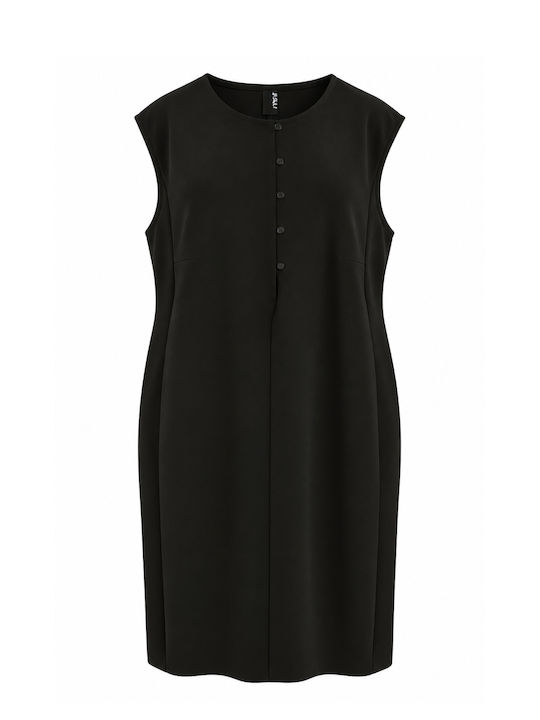 Summer Midi Sleeveless Shirt Dress Black