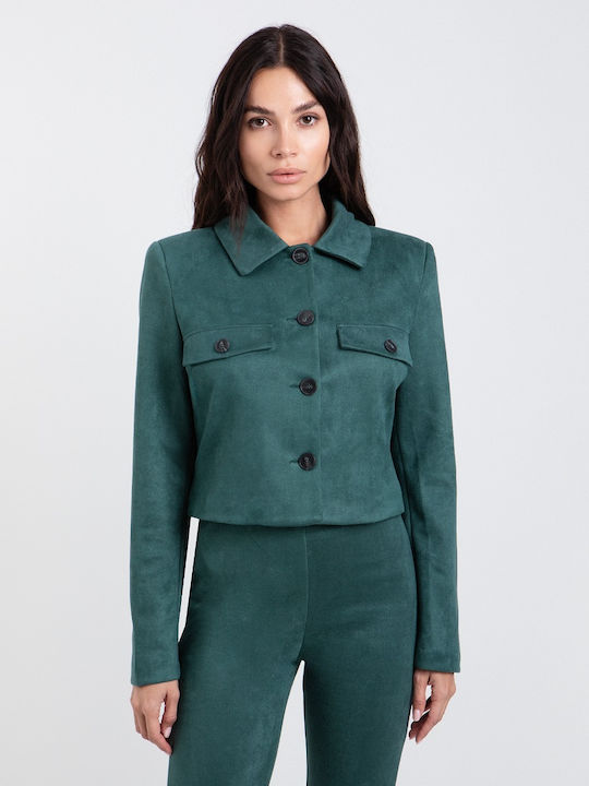 Toi&Moi Short Women's Leather Blazer in Petrol ...