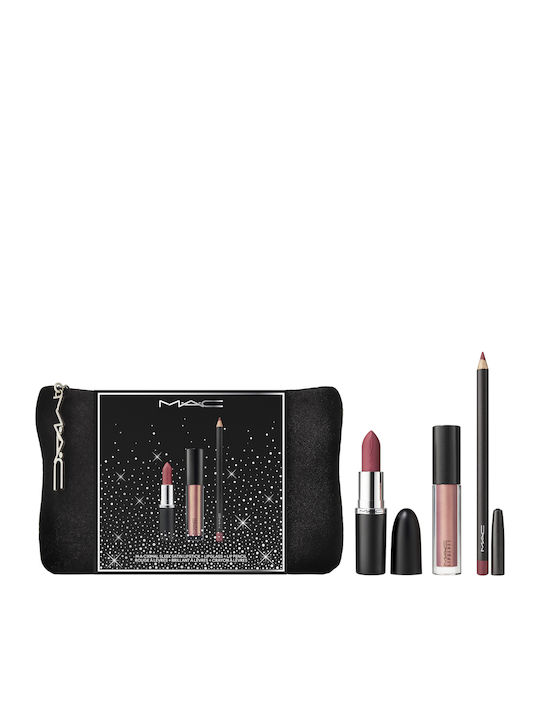Industry Icons Lip Makeup Set with Brave Toiletry Bag 4 Pieces