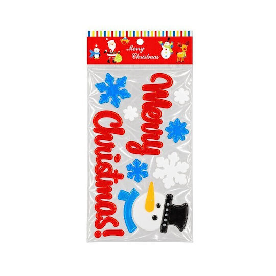 Christmas Window Stickers with Snowman, Santa Claus, Reindeer, and Tree Designs Merry 15x26cm