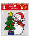 Christmas Stickers for Window with Snowman, Santa Claus, and Reindeer Pattern