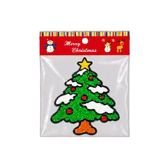 Christmas Stickers for Window with Snowman, Santa Claus and Reindeer Pattern