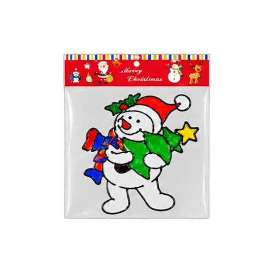 Xmas Magic Glass Αυτοκόλλητα Τζαμιού 18cm Snowman Tree Hug