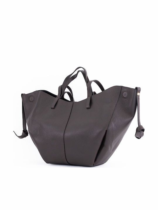 Set Leather Women's Shopper Bag Brown Chocolate