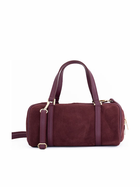 Leather Women's Barrel Bag Burgundy