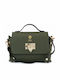 Leather Women's Flap Bag Khaki