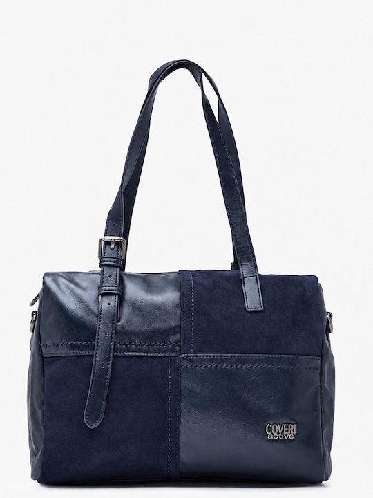 Fabric Women's Tote Bag Suede Dark Blue
