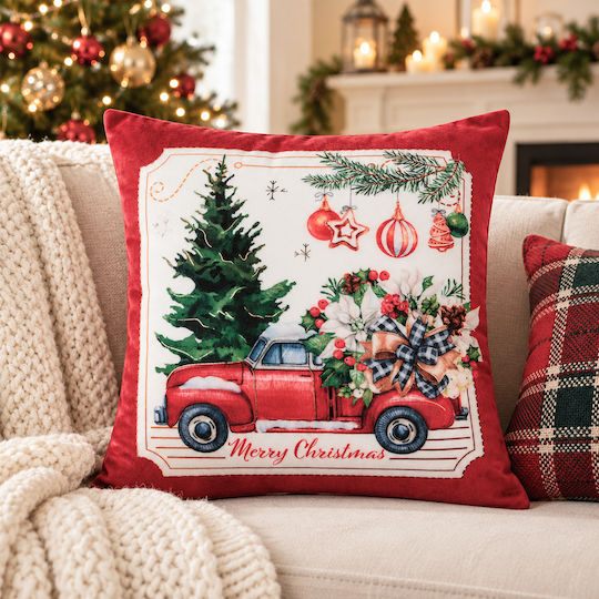 Weihnachtliches Samtkissen 45x45 S-f Christmas Ecru Ce324020