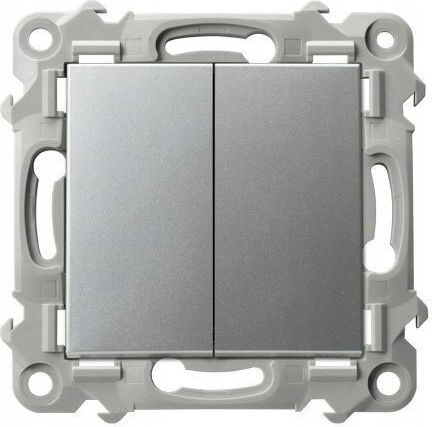 Ospel Recessed Double Wall Switch with Medium Silver Frame LP-19Z m 18