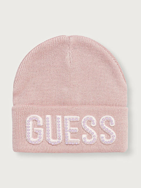 Guess Gestrickte Baby-Mütze Rosa für Neugeborene