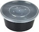 Vas pentru Microunde 24 oz Rotund Negru cu Capac Transparent 50 bucăți