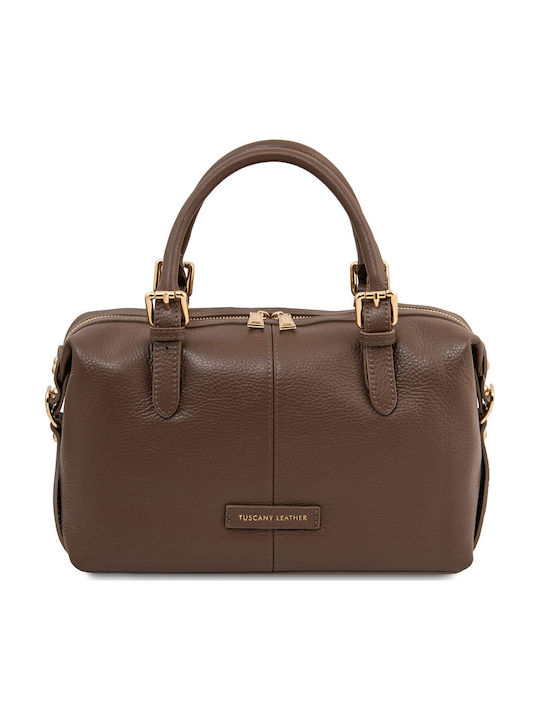 Dark Ash Leather Women's Barrel Bag