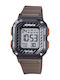 Digital Men's Quartz Chronograph Watch with Brown Silicone Strap