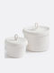 La Redoute Interieurs Set de Coșuri Decorative din Material Textil cu Capac, Ecru, 2 Bucăți