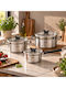 Tefal Optispace Σετ Μαγειρικά Σκεύη από Ανοξείδωτο Ατσάλι με Κεραμική Επίστρωση 3 τεμαχίων