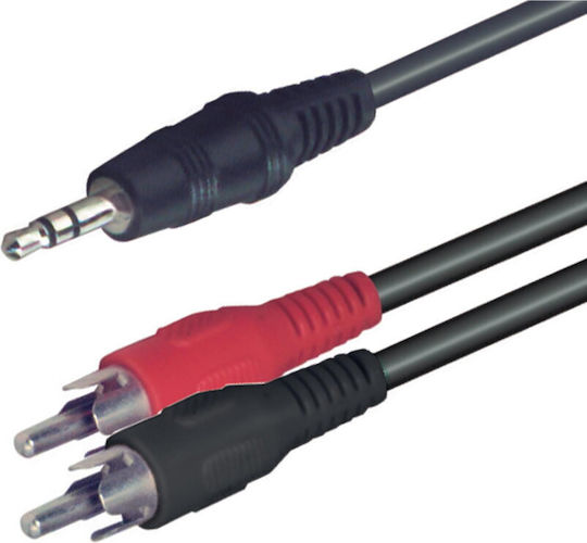 Audiokabel Metall 3,5-mm-Stereo-Stecker auf 2 RCA-Buchsen 5 m