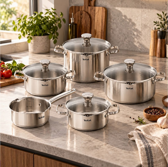 Tefal Duetto 5-Piece Stainless Steel Cookware Set
