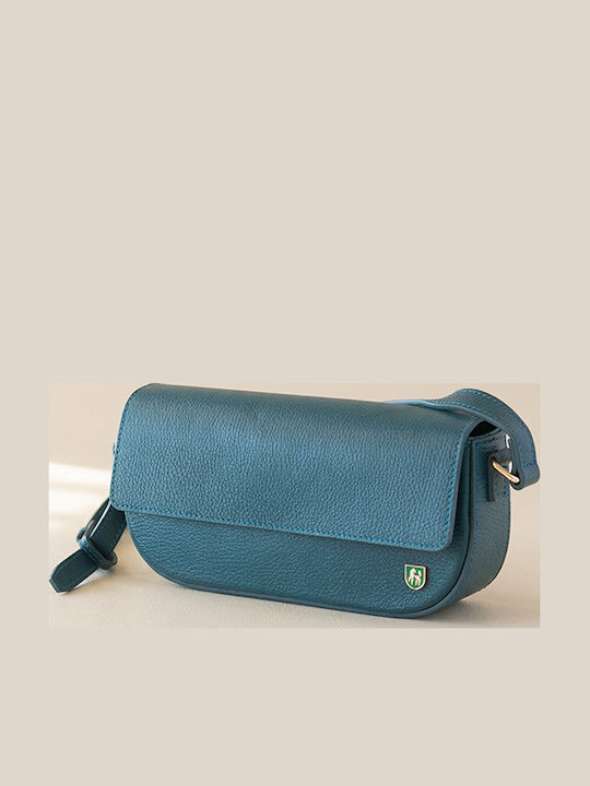 Leather Women's Clutch Petrol Blue