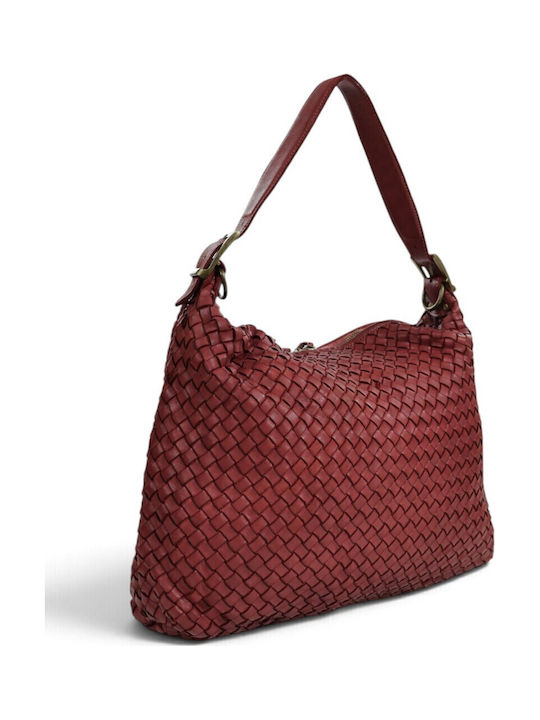Passaggio Leather Knitted Women's Hobo Bag Red
