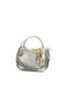 Leather Women's Tote Bag Silver