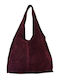 Damen-Hobo-Tasche aus Wildleder in Burgunderrot