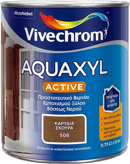 Vivechrom Aquaxyl Water-Based Polyurethane Wood Preservative Ebony Matte 750ml 75gr