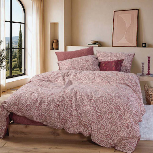 Nef-Nef Homeware Marcel Semi-Double Bed Sheet Set 180x200 cm Burgundy (4 pcs)